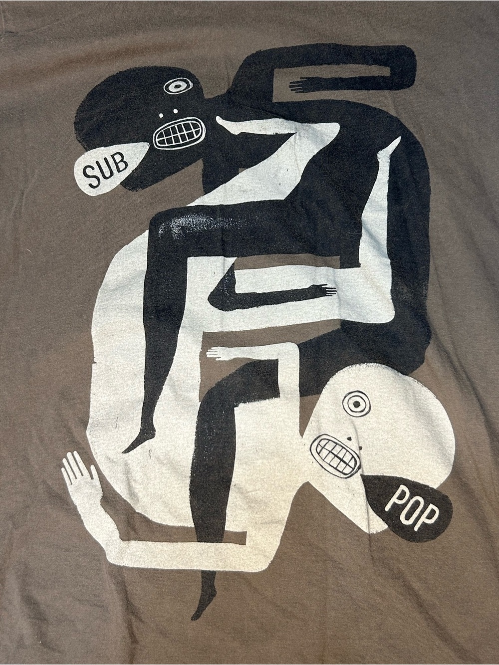 Art Graphic Tee in Brown with Black & White Design